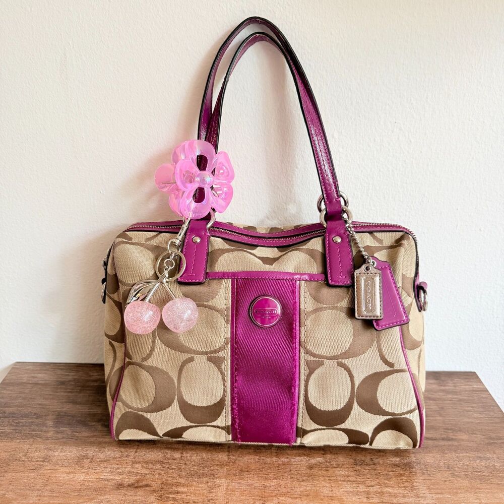 Coach Bag Vintage Y2K Signature Passion Berry Satchel Purple Jacquard F24364